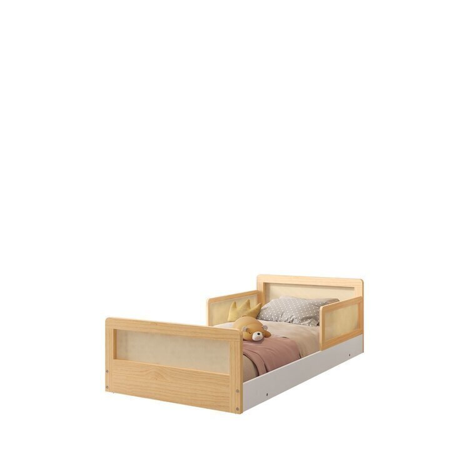 Cama Infantil Solteiro Montessoriano Lift em Madeira Maciça com Rattan 2 Grades Casatema - 7