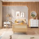 Ver imagem 4 de Cama Infantil Solteiro Montessoriano Lift com Rattan 2 Grades Casatema MadeiraOriginals Bege/Branco/Marrom