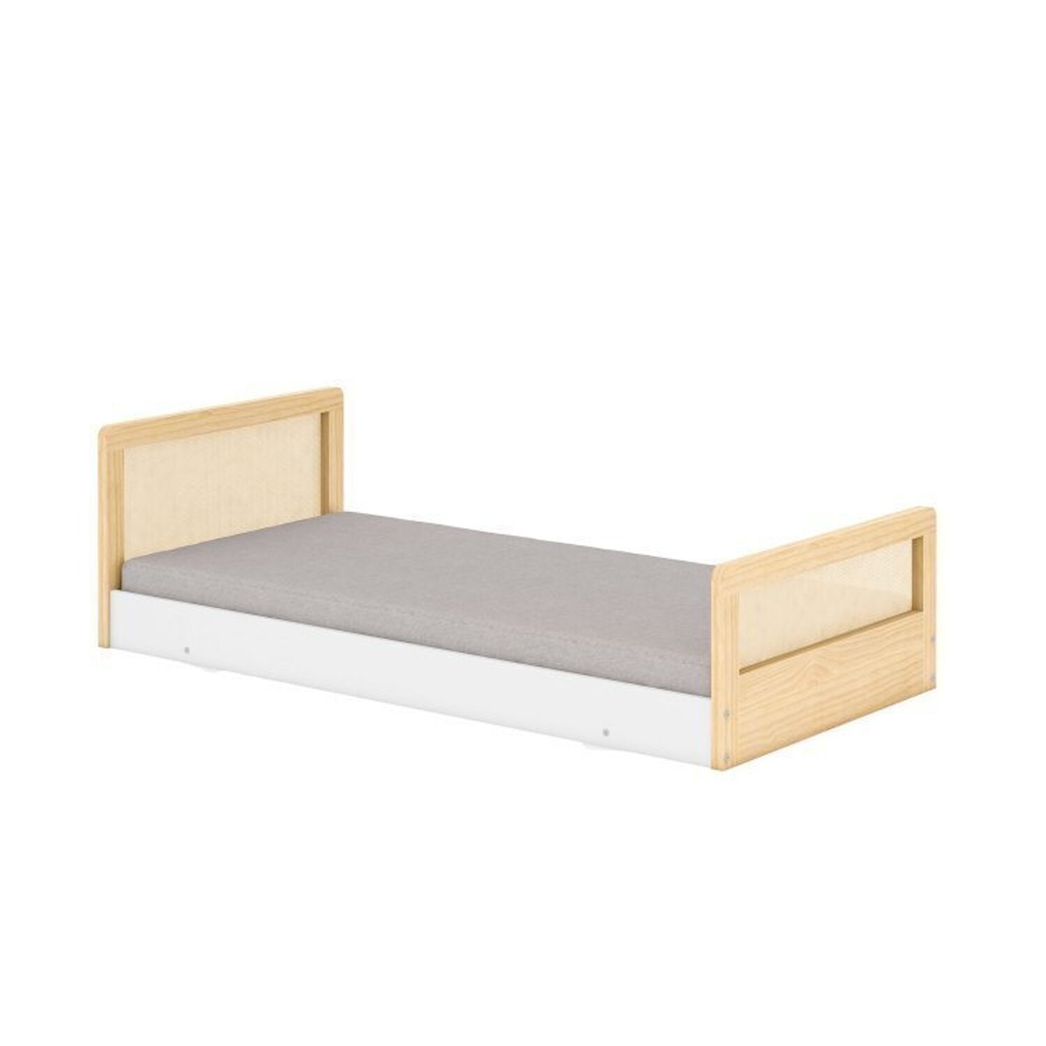 Cama Infantil Solteiro Montessoriano Lift em Madeira Maciça com Rattan 2 Grades Casatema - 9