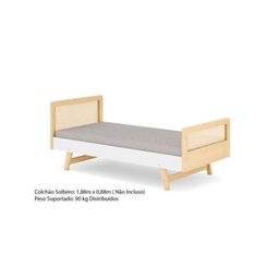 Cama Infantil Solteiro Montessoriano Lift em Madeira Maciça com Rattan 2 Grades Casatema - 11