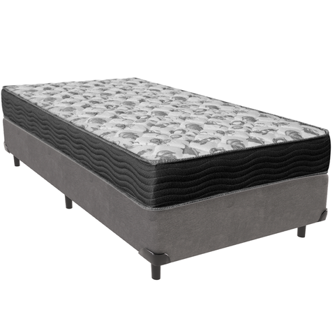 Cama Box e Colchão Iso100 Espuma D33 Solteiro Ortobom: Cinza