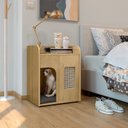 Ver imagem 1 de Mesa de Cabeceira com Espaço Pet Multifuncional com Tomada e Tela Plástica para Quarto Malta Marrom