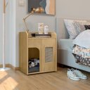 Ver imagem 4 de Mesa de Cabeceira com Espaço Pet Multifuncional com Tomada e Tela Plástica para Quarto Malta Marrom