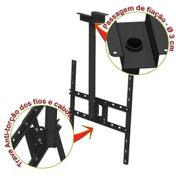 Suporte Teto Tv 10"-65" Vesa 600x400 Giro 360° Novo - Preto - 10