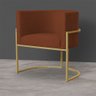 Kit 6 Poltronas Decorativa Sala de Estar Luana Base Gold Suede Terracota - Montanaris Decor MD MONTA - 4