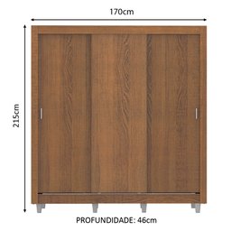 Guarda-Roupa Casal Madesa Mônaco 3 Portas de Correr com Pés Rustic Cor:Rustic - 3