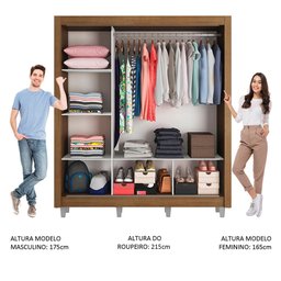 Guarda-Roupa Casal Madesa Mônaco 3 Portas de Correr com Pés Rustic Cor:Rustic - 4