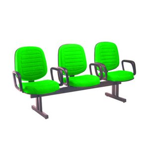 Cadeira em Longarina com 03 Lugares Linha Blenda Verde