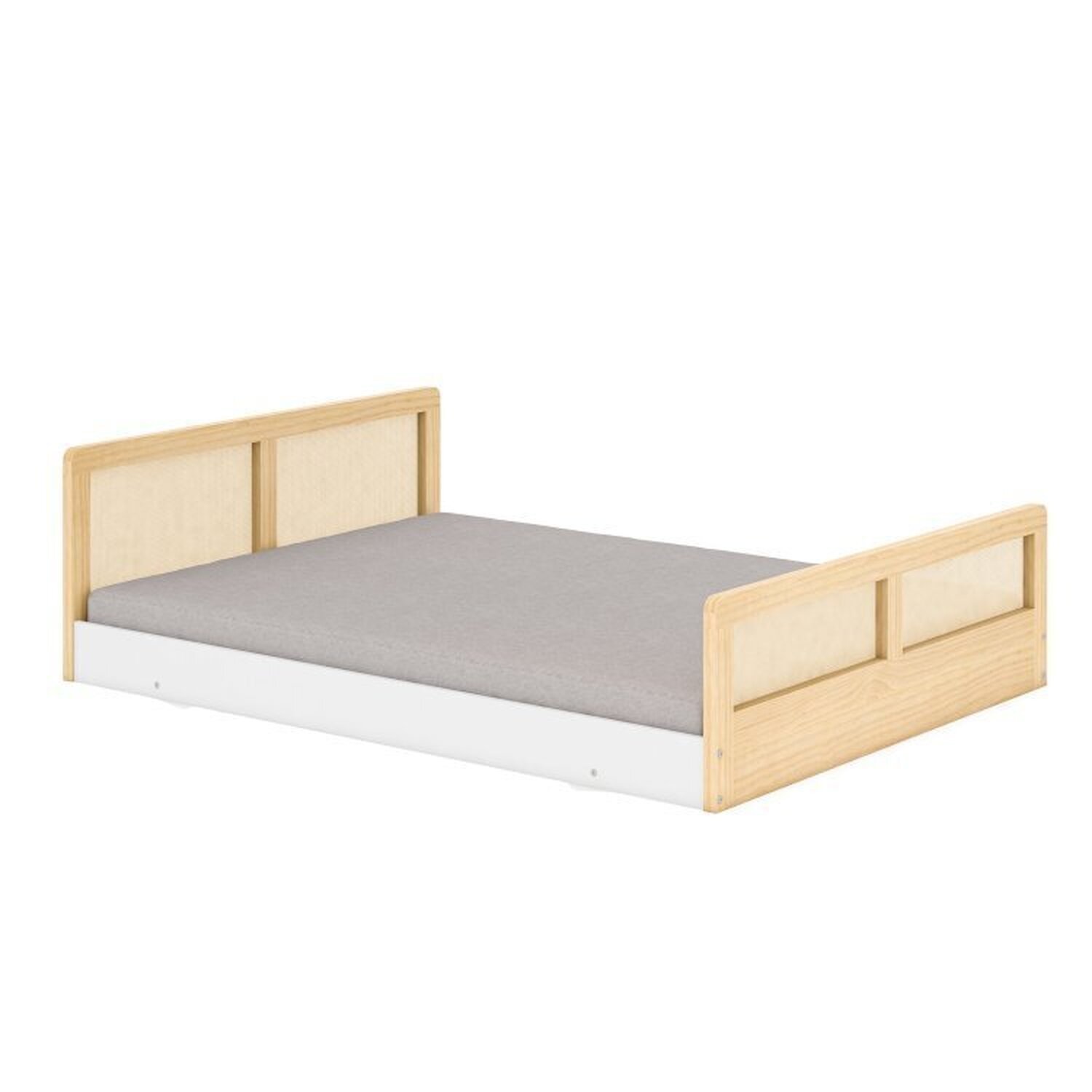 Cama Montessoriano Casal Lift em Madeira Maciça com Rattan 1 Grade Casatema - 9