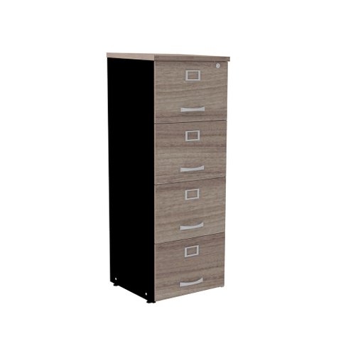 Armário de Arquivo Oficio PE25 Pandin 45,70 cm (largura) em MDP Cor Noce Naturalle e Preto 4 Gavetas