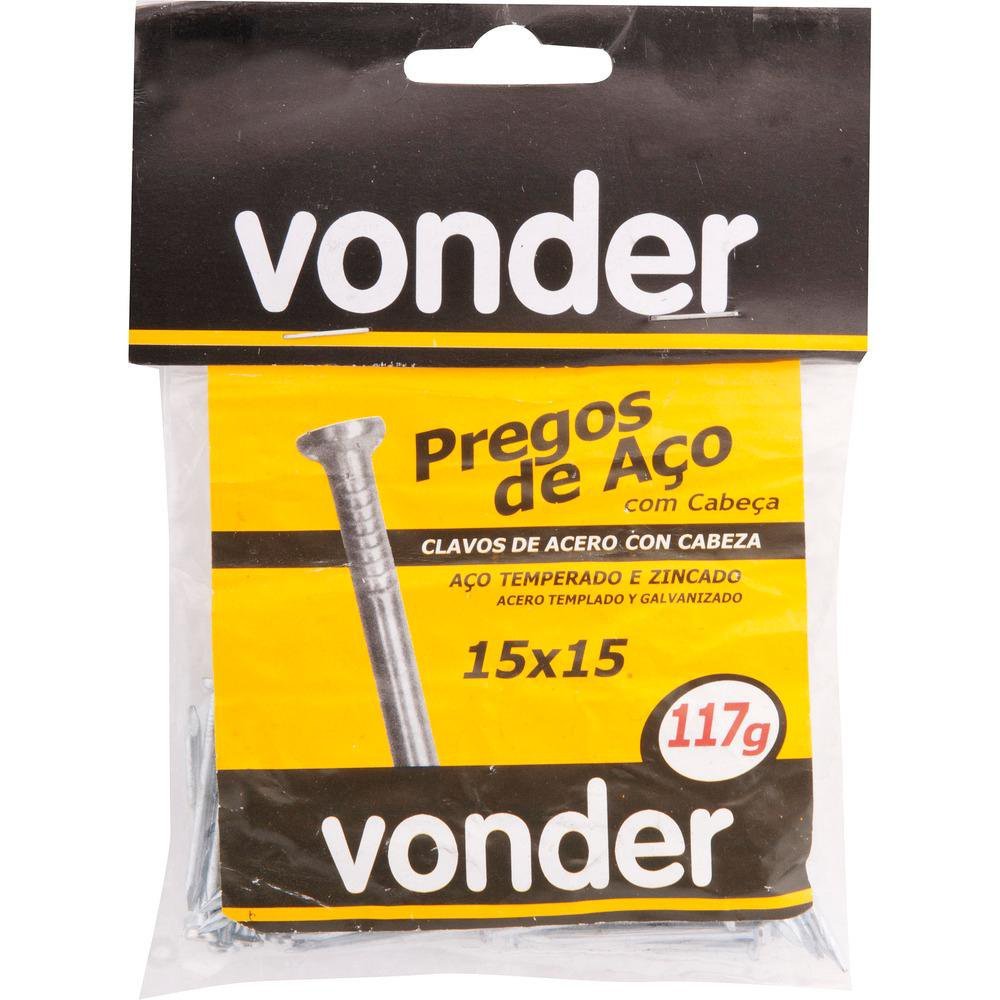 Prego de aço 8x8 com cabeça zincado 100 peças - Vonder