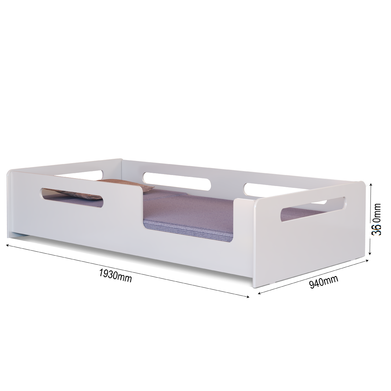 Cama Montessoriana Solteiro com Proteção Lateral Branco - 4