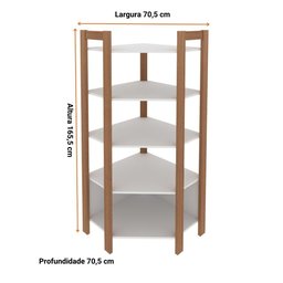 Armário Estante de Canto 4 Prateleiras e 1 Nicho Az1020 Tecnomobili Amêndoa/branco - 3