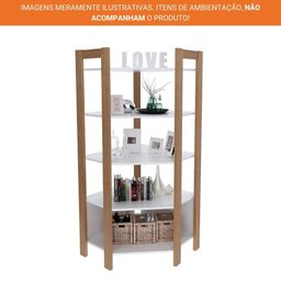 Armário Estante de Canto 4 Prateleiras e 1 Nicho Az1020 Tecnomobili Amêndoa/branco - 5