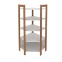 Ver imagem 2 de Armário Estante de Canto 4 Prateleiras e 1 Nicho Az1020 Tecnomobili Amêndoa/branco