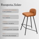 Ver imagem 3 de Conjunto 2 Banquetas Nobre Alta Pés de Aço Moderno Assento e Encosto Estofado em Corino