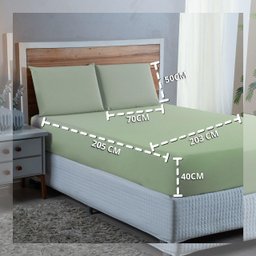 Kit Roupa Cama King 100% Algodão 3 Peças Percal 300 Fios Hotel Pousada:verde Bebe - 3