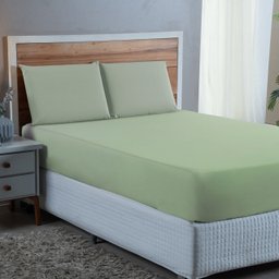 Kit Roupa Cama King 100% Algodão 3 Peças Percal 300 Fios Hotel Pousada:verde Bebe - 2