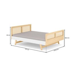 Cama Montessoriano Casal Lift em Madeira Maciça com Rattan 2 Grades Casatema - 14