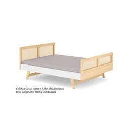 Cama Montessoriano Casal Lift em Madeira Maciça com Rattan 2 Grades Casatema - 10