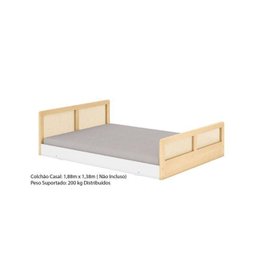 Cama Montessoriano Casal Lift em Madeira Maciça com Rattan 2 Grades Casatema - 13