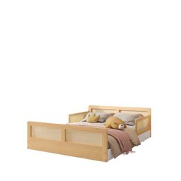 Cama Montessoriano Casal Lift em Madeira Maciça com Rattan 2 Grades Casatema - 8