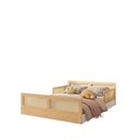 Ver mais imagens de Cama Montessoriano Casal Lift em Madeira Maciça com Rattan 2 Grades Casatema MadeiraOriginals Bege/Branco/Marrom
