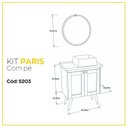 Ver imagem 4 de Conjunto de Banheiro com Pé Paris, Espelheira, Tampo e Cuba em Mármore Sintético Preto/Texturizado