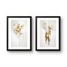 Kit 2 Quadros Decoração Grande Flores Douradas para Sala Quarto com Moldura 40x60cm - 1