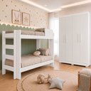 Ver imagem 1 de Quarto Infantil Completo com Guarda-Roupa e Beliche Théo Branco