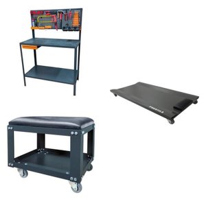 Conjunto Bancada com Acessórios 1 Carro em Chapa de Aço 1 Banco de Oficina Presto