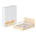 Ver imagem 2 de Quarto Completo Montessoriano, Cama Casal Evolutiva e Guarda-Roupa Modulado com LED Wave Casatema MadeiraOriginals Branco/Marrom
