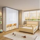 Ver imagem 1 de Quarto Completo Montessoriano, Cama Casal Evolutiva e Guarda-Roupa Modulado com LED Wave Casatema MadeiraOriginals Branco/Marrom