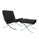 Ver imagem 3 de Poltrona com Banqueta Barcelona Base Cromada Couro Ecologico:preto