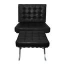 Ver imagem 2 de Poltrona com Banqueta Barcelona Base Cromada Couro Ecologico:preto