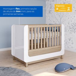 Conjunto Quarto de Bebê Completo Berço 2 em 1, Guarda-roupa e Cômoda Sophia - 6