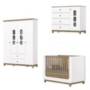 Ver imagem 3 de Conjunto Quarto de Bebê Berço 2 em 1, Guarda-Roupa e Cômoda Sophia Espresso Móveis Branco/Jequitiba