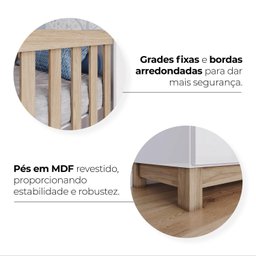 Conjunto Quarto de Bebê Completo Berço 2 em 1, Guarda-roupa e Cômoda Sophia - 20