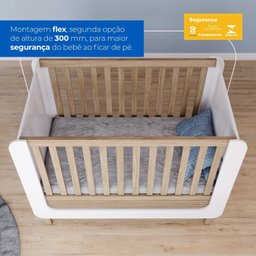Conjunto Quarto de Bebê Completo Berço 2 em 1, Guarda-roupa e Cômoda Sophia - 9