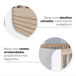 Conjunto Quarto de Bebê Completo Berço 2 em 1, Guarda-roupa e Cômoda Sophia - 19