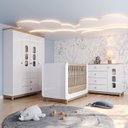 Ver imagem 1 de Conjunto Quarto de Bebê Berço 2 em 1, Guarda-Roupa e Cômoda Sophia Espresso Móveis Branco/Jequitiba