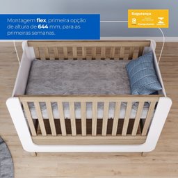 Conjunto Quarto de Bebê Completo Berço 2 em 1, Guarda-roupa e Cômoda Sophia - 7
