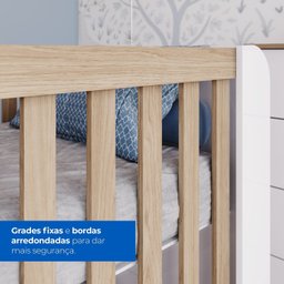 Conjunto Quarto de Bebê Completo Berço 2 em 1, Guarda-roupa e Cômoda Sophia - 13