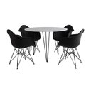 Ver imagem 6 de Mesa Jantar Redonda 110Cm Branca Clips 3 Pés Com 4 Poltronas Pretas Ferro Preto - Cor: Branco