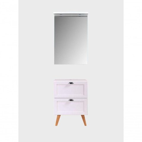 Gabinete para Banheiro Milano com Tampo e Espelho LED 3 Gavetas MDF 60cm Branco On Móveis