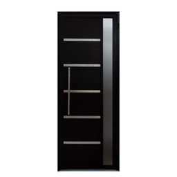 Porta de Alumínio Lambril Solara Preta com Visor e Puxador 100 X 210 - 1