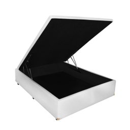 Cama Box Bau Solteirão 1,10 X 1,88 X 0,40 Inteiriço Premium Corino Branco - 1