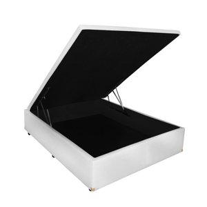 Cama Box Bau Solteirão 1,10 X 1,88 X 0,40 Inteiriço Premium Corino Branco