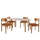 Ver imagem 2 de Conjunto Sala de Jantar Mesa Malta 120cm Tampo Laqueado com Vidro e 4 Cadeiras Star