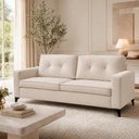Ver imagem 2 de Sofá Sala de Estar Marselha 210cm 3 Lugares Pés em Metal Bouclê Off White M1 - Monari Design